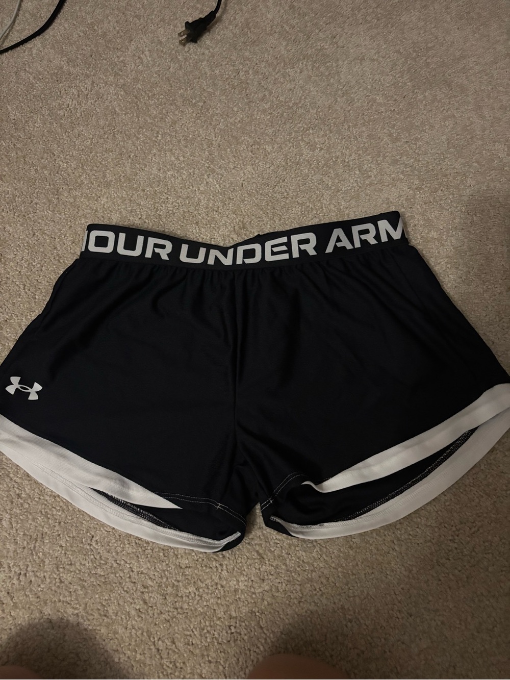 Girls Under Armour black athletic shorts size youth large. NWT